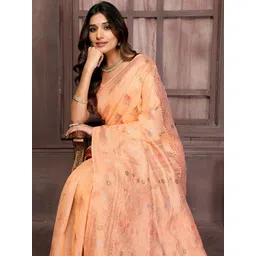 THREAD BOX Ethnic Motifs Zari Linen Blend Handloom Kanjeevaram Saree-picture-25