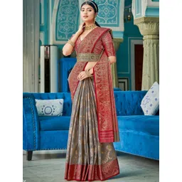 THREAD BOX Ethnic Motifs Zari Linen Blend Saree-picture-15