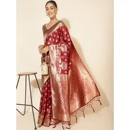 THREAD BOX Ethnic Motifs Zari Organza Kanjeevaram Saree-picture-13