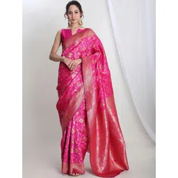 THREAD BOX Ethnic Motifs Zari Silk Blend Banarasi Saree-picture-37
