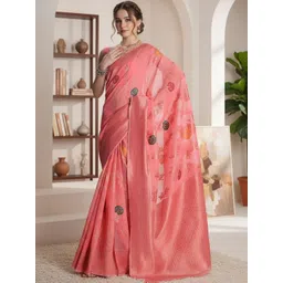 THREAD BOX Floral Linen Blend Banarasi Saree-picture-30