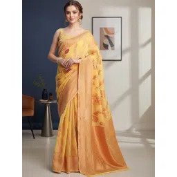 THREAD BOX Floral Linen Blend Banarasi Saree-picture-31