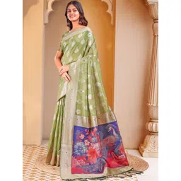 THREAD BOX Floral Linen Blend Handloom Saree-picture-32