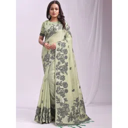 THREAD BOX Floral Linen Blend Handloom Saree-picture-37