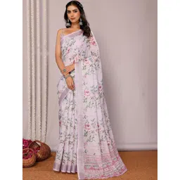 THREAD BOX Floral Linen Blend Saree-picture-28