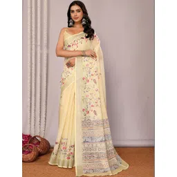 THREAD BOX Floral Linen Blend Saree-picture-21