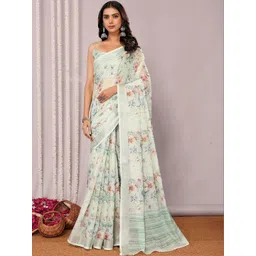 THREAD BOX Floral Linen Blend Saree-picture-35