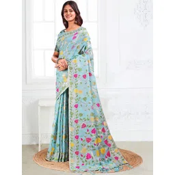THREAD BOX Floral Linen Blend Saree-picture-19
