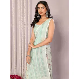 THREAD BOX Floral Linen Blend Saree image 3