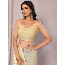 THREAD BOX Floral Linen Blend Saree image 3