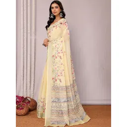 THREAD BOX Floral Linen Blend Saree image 4