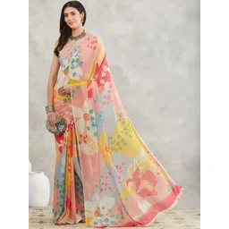 THREAD BOX Floral Poly Georgette Designer Saree-picture-11
