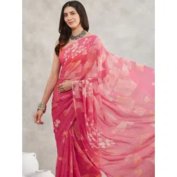 THREAD BOX Floral Poly Georgette Designer Saree image 3