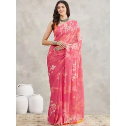 THREAD BOX Floral Poly Georgette Designer Saree image 2