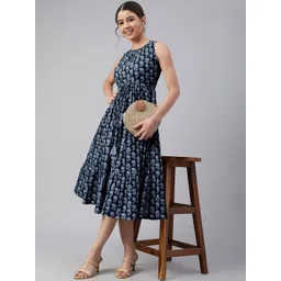 THREAD BOX Floral Print Fit & Flare Midi Dress-picture-24