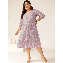 THREAD BOX Floral Print Fit & Flare Midi Dress-picture-43