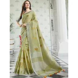 THREAD BOX Floral Zari Linen Blend Saree-picture-39