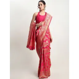 THREAD BOX Floral Zari Silk Blend Heavy Work Saree-image-40