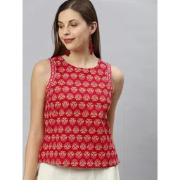 THREAD BOX Print Ethnic Cotton Top-picture-12