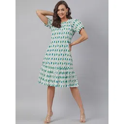 THREAD BOX Print Puff Sleeve A-Line Dress-picture-30