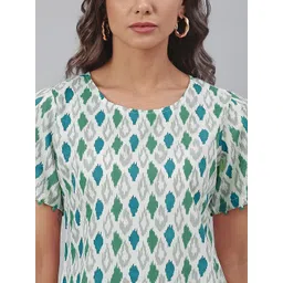THREAD BOX Print Puff Sleeve A-Line Dress image 3