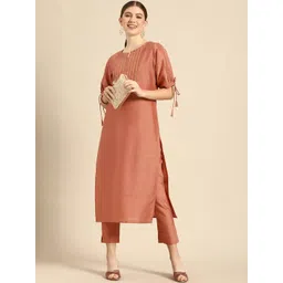 THREAD BOX Women Ethnic Motifs Embroidered Regular Thread Work Kurta with Trousers-picture-45