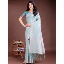 THREAD BOX Woven Design Linen Blend Handloom Saree-picture-40