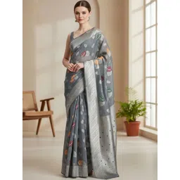 THREAD BOX Woven Design Zari Linen Blend Banarasi Saree-picture-38