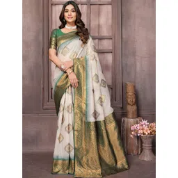 THREAD BOX Woven Design Zari Linen Blend Kanjeevaram Saree-picture-16