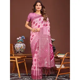 THREAD BOX Woven Design Zari Linen Blend Saree-picture-36