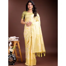 THREAD BOX Woven Design Zari Linen Blend Saree-picture-35