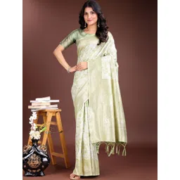 THREAD BOX Woven Design Zari Linen Blend Saree-picture-37