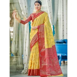 THREAD BOX Woven Design Zari Linen Blend Saree-picture-25