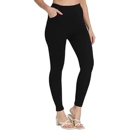 thread plus D Pocket Stretchable Solid Cotton Pants for Women-picture-31