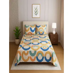 Threadwear Off White & Yellow Printed 210 TC Single Bedsheet - 2.30 m x 1.55 m-picture-11