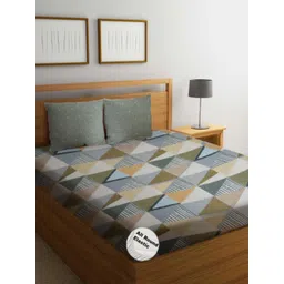 Threadwear White & Green Printed 300 TC King Bedsheet Sets - 2.75 m x 2.75 m-picture-10