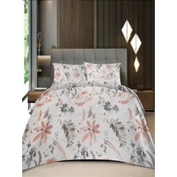 Threadwear White & Pink Floral 400 TC King Bedsheet with 2 Pillow Covers-picture-24