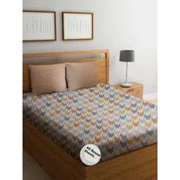 Threadwear White & Yellow Printed 300 TC King Bedsheet Sets - 2.50m x 2.30 m image 1