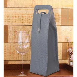 three sixty Entwine Grey Vegan Leather Wine Bottle Holder-picture-25