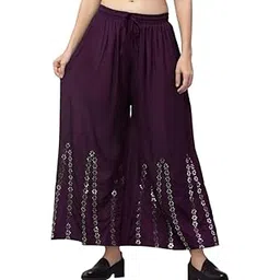 thrifty thread we promise comfort Soft Cotton Embroidery with Paper Mirror Work Palazzo, Sharara, Pants, Trouser for Womens and Girls-picture-53