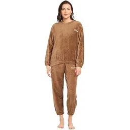 thrifty thread we promise comfort Winter Woolen Night Suit for Girls and Women/Winter Woolen Night Suit for Girls and Women/Winter Women Woolen Plain Velvet Winter Nightwear Suit Top and Pajama Set, Regular Comfort Fit (M Till 2XL)-picture-35