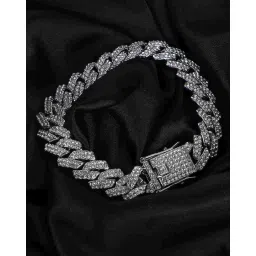 thrillz Men Stone-Studded Silver-Plated Bracelet image 1