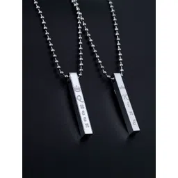 Thrillz Men Set Of 2 Stainless Steel Silver-Plated Contemporary Pendant With Chain-picture-22