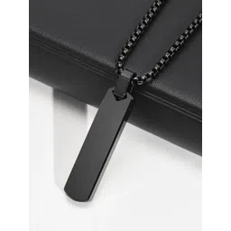 Thrillz Men Silver-Plated Stainless Steel Rectangular Shaped Pendant With Chain-picture-11