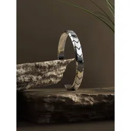 Thrillz Men Stainless Steel Silver-Plated Kada Bracelet-picture-36