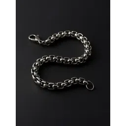 Thrillz Men Stainless Steel Silver Plated Oxidised Link Bracelet-picture-40