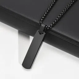 thrillz Silver Chain For Men Bar Pendant Black Silver Chain Pendant For Men Boys Silver Plated Stainless Steel Chain-picture-10