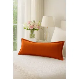 THROW PILLOW Elegance Solid Burnt Orange Flanged Cushion Cover-picture-15