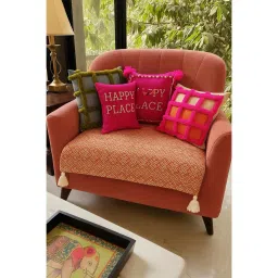 THROW PILLOW Orange Aztec with White Corner Tassel Sofa Cover-picture-28