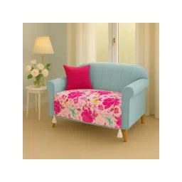 THROW PILLOW Pink Floral with White Corner Tassel Sofa Cover-picture-12